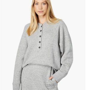 Madewell Women's Heather Pepper Henley Soft Cozy Sweatshirt Small